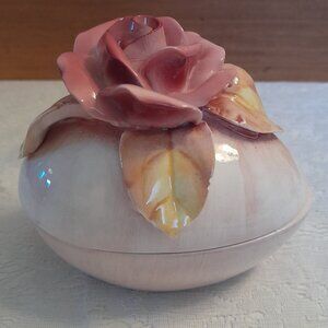 VTG Seymour Mann Rose on Egg Trinket Box (REPAIRED, as is)